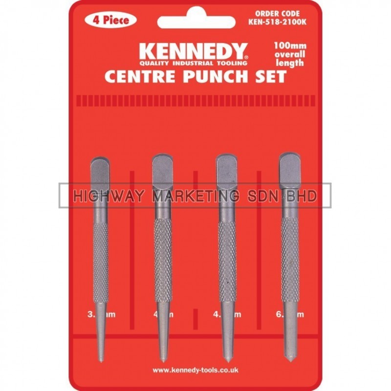 Kennedy KEN5182100K Square Head Center Punch Set of 4