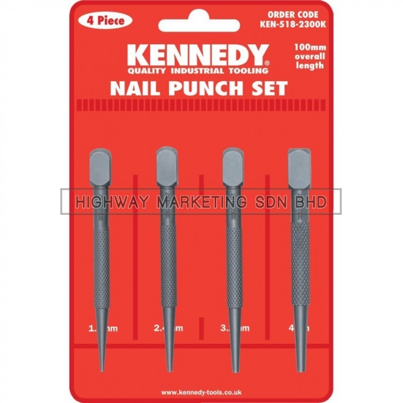 Kennedy KEN5182300K Square Head Nail Punches Set of 4