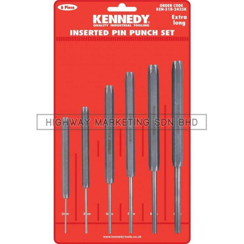 Kennedy KEN5182435K Extra Length Inserterd Pin Punches Set of 6
