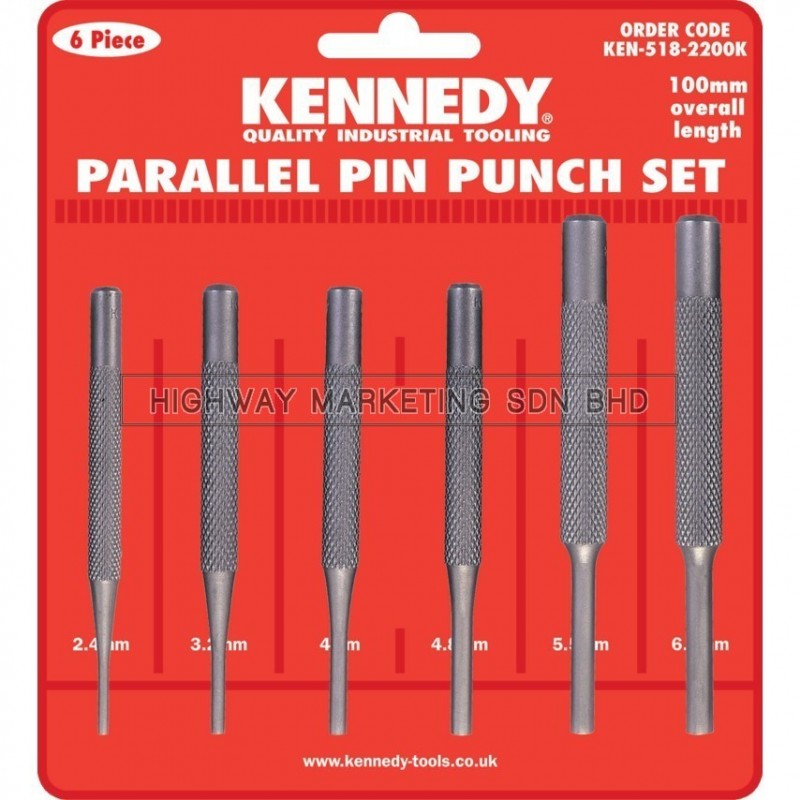 Kennedy KEN5182200K 100mm Parallel Pin Punch Set of 6