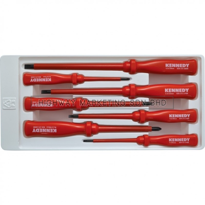 Kennedy KEN5725900K Electrician VDE Square Section Handle Screwdriver Set of 7