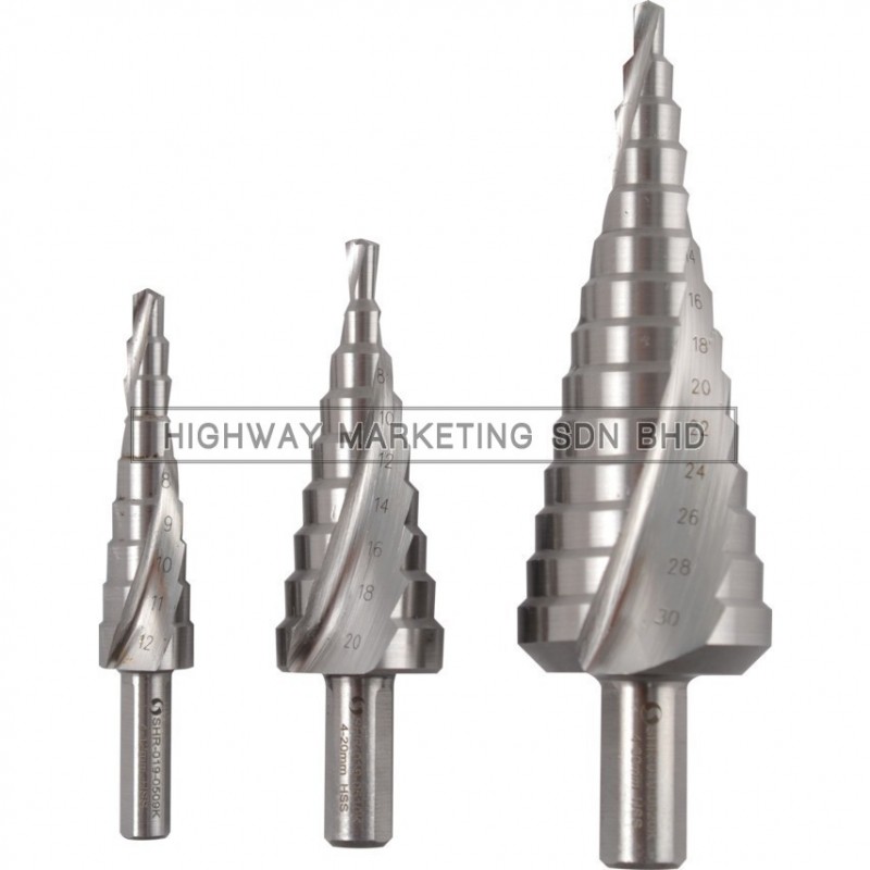 Sherwood SHR0190260K 4-30mm HSS Sheet Metal Step Drill Set of 3