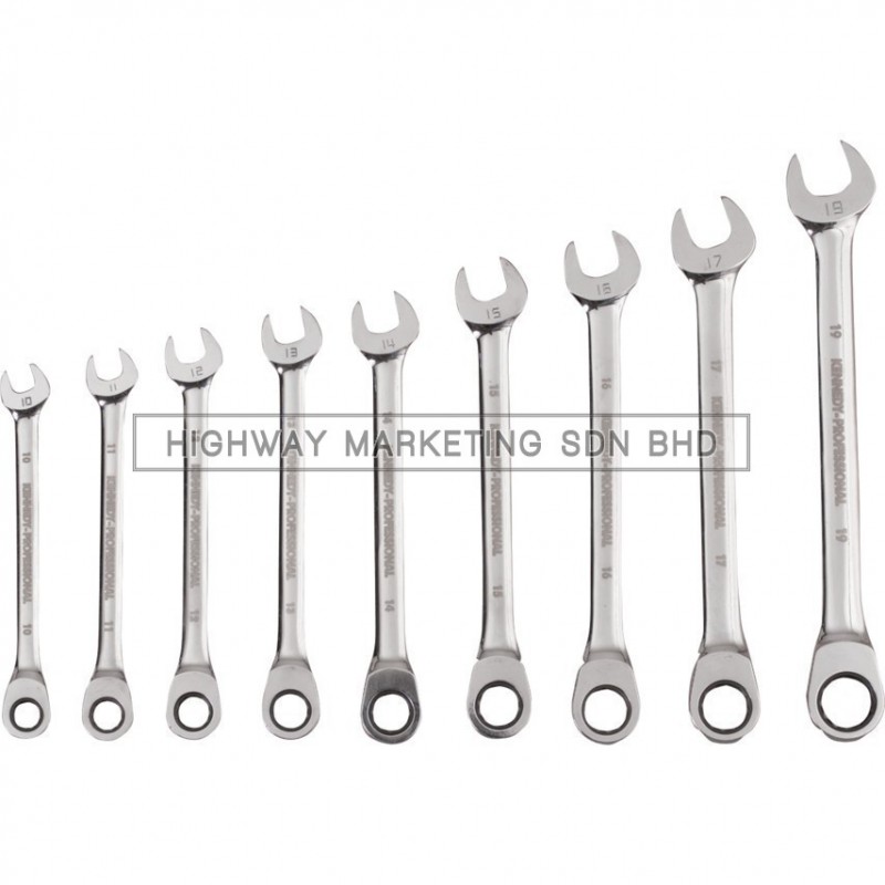 Kennedy KEN5823990K 10-19mm Professional Ratchet Combination Spanner Set of 9