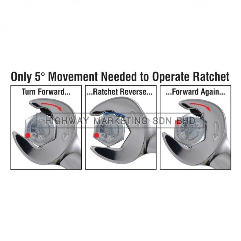 Yamoto YMT5820490K 8-19mm Double Ratchet Caombination Spanner Set of 8