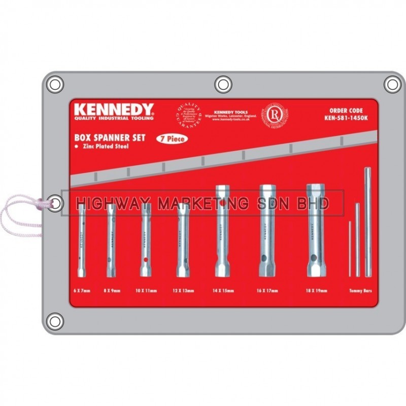 Kennedy KEN5811450K 6-19mm Box Spanner Set of 7 Kennedy KEN5811450K 6-19mm Box Spanner Set of 7