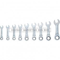 Kennedy KEN5822236K 10-19mm Short Arm Ratchet Combination Spanner Set of 9