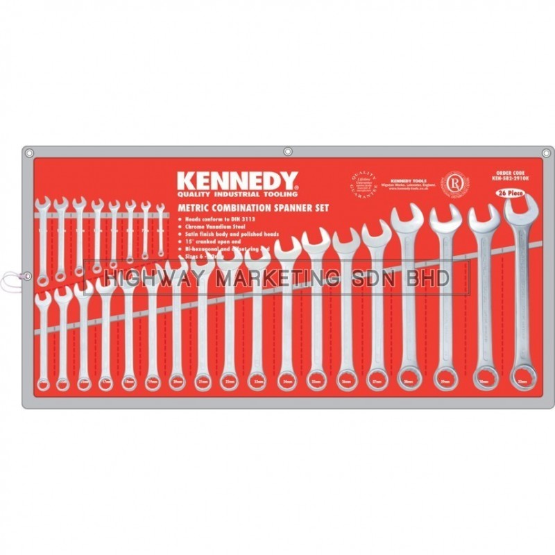 Kennedy KEN5822910K 6-32mm Industrial Combination Spanner Set of 26