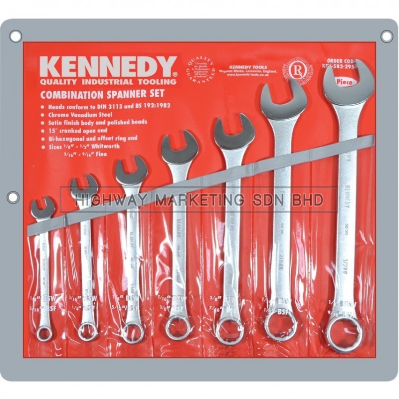 Kennedy KEN5822950K 1/8"-1/2" Industrial Combination Spanner Set of 7