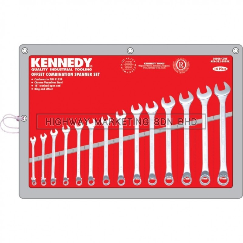 Kennedy KEN5823898K 6-19mm Industrial Offset Combination Spanner Set of 14