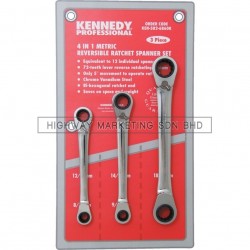 Kennedy KEN5826860K 4-in-1 Reversible Ratchet Spanner Set of 3