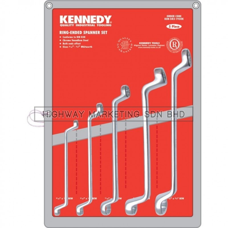 Kennedy KEN5821950K 3/16"-3/4" Double Ended Ring Spanner Set of 5 Kennedy KEN5821950K 3/16"-3/4" Double Ended Ring Spanner Set of 5