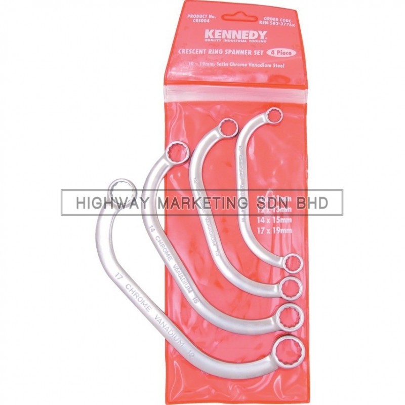 Kennedy KEN5823776K 10-19mm Ring Crescent Wrench Set of 4 Kennedy KEN5823776K 10-19mm Ring Crescent Wrench Set of 4