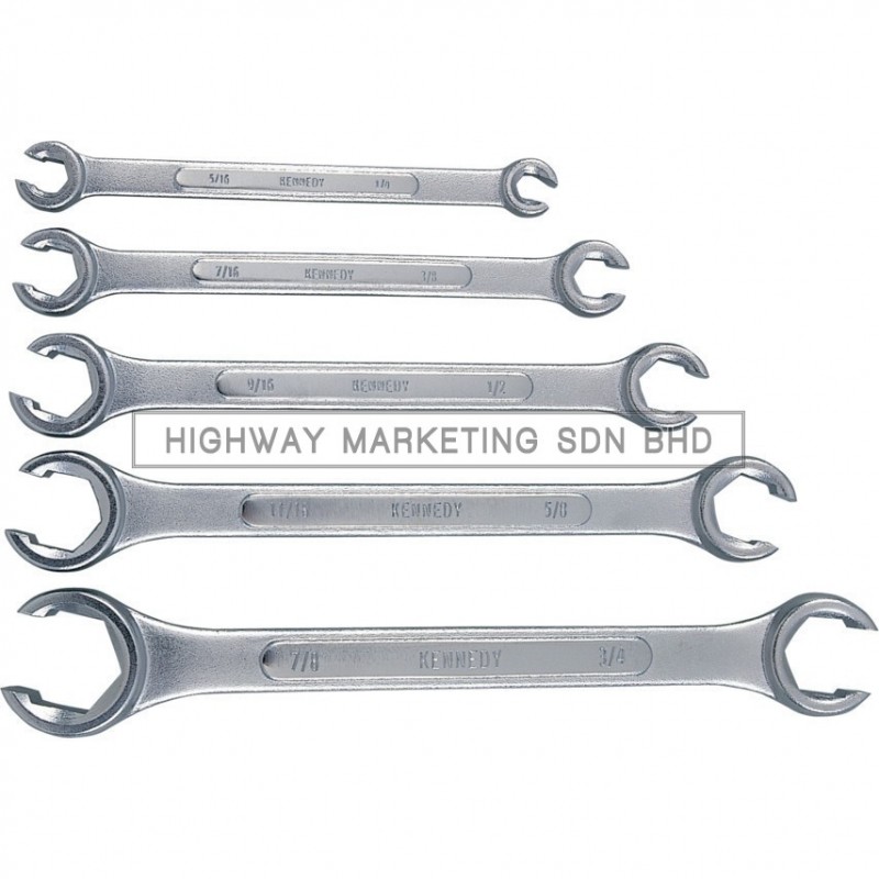 Kennedy KEN5823659K 1/4"-7/8" Industrial Flared Nut Ring Spanner Set of 5 Kennedy KEN5823659K 1/4"-7/8" Industrial Flared Nut Ring Spanner Set of 5
