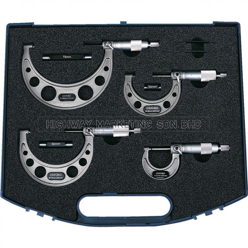 Oxford OXD3355500K 0-100mm External Micrometer Set