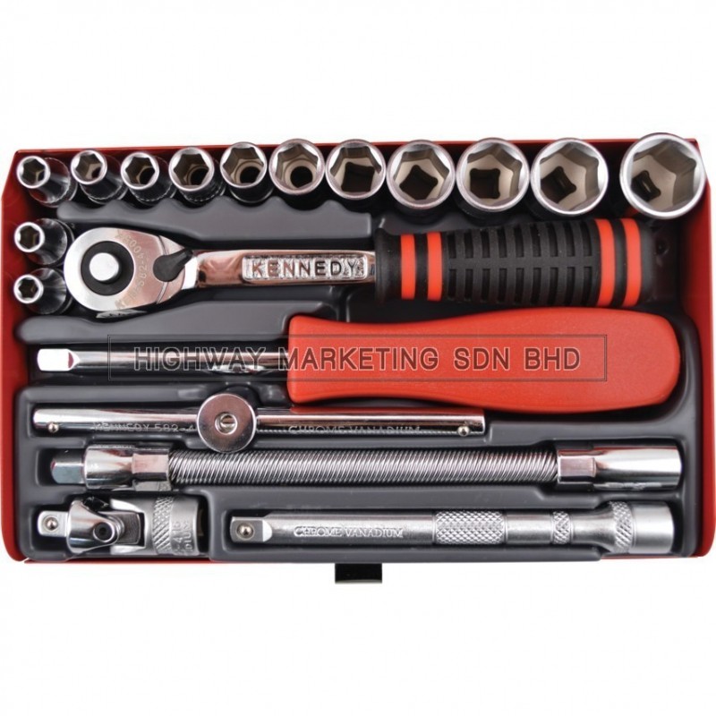 Kennedy KEN5824893K 1/4" SQ DR Mini MM Socket Set of 19pcs Kennedy KEN5824893K 1/4" SQ DR Mini MM Socket Set of 19pcs