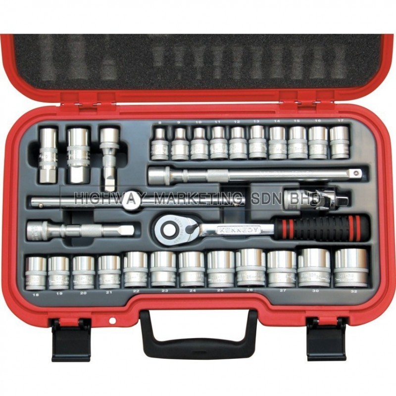 Kennedy KEN5827940K 1/2" SQ DR MM Single Hex Socket Set of 30pcs Kennedy KEN5827940K 1/2" SQ DR MM Single Hex Socket Set of 30pcs