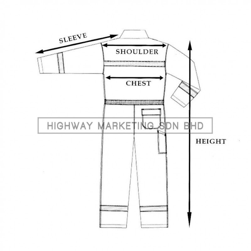 Supersonic Safety Non-Reflective Coverall Dimension