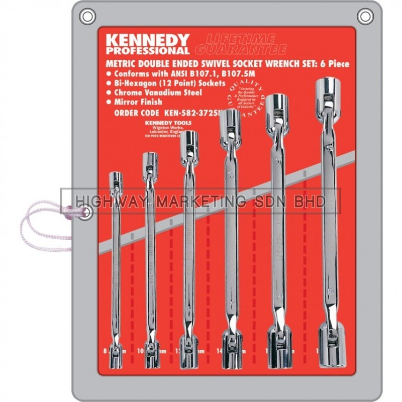 Kennedy KEN5823725K 8-19mm Swivel End Socket Wrench Set of 6pcs Kennedy KEN5823725K 8-19mm Swivel End Socket Wrench Set of 6pcs