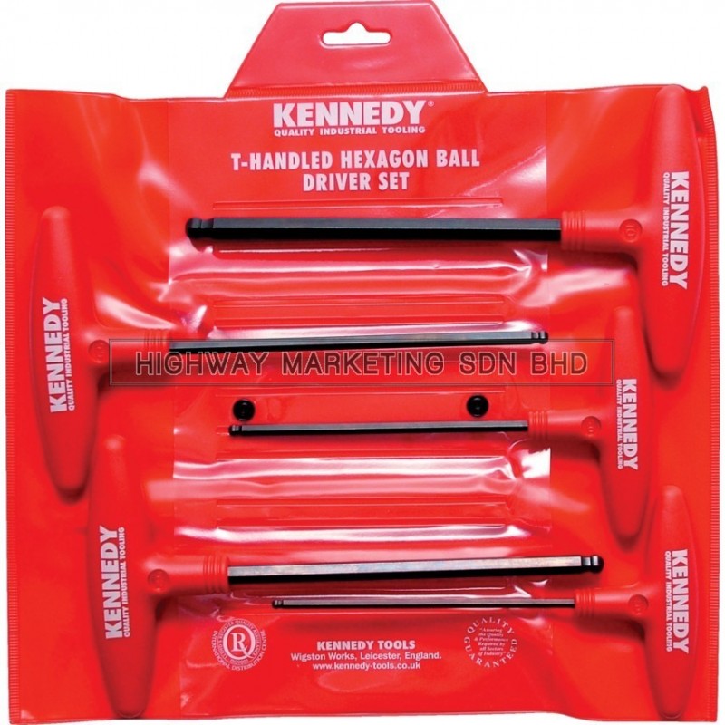 Kennedy KEN6027650K 4-10mm Hexagon T-Handle Ball Driver Set of 5pcs - 1
