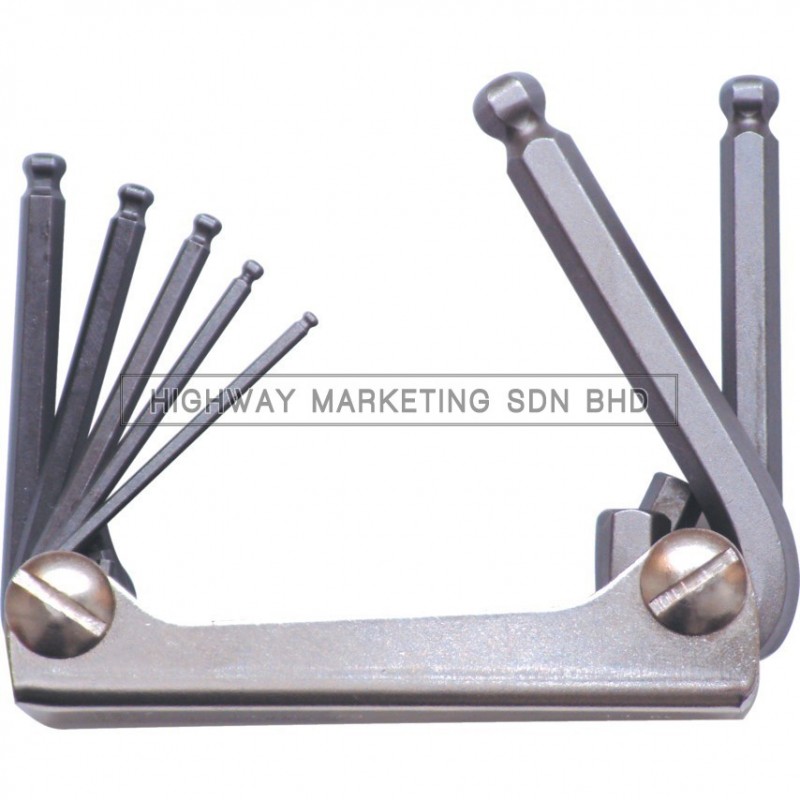 Kennedy KEN6028070K 2.5-10mm Hexagon Ball Wrench Clipset of 7pcs - 1