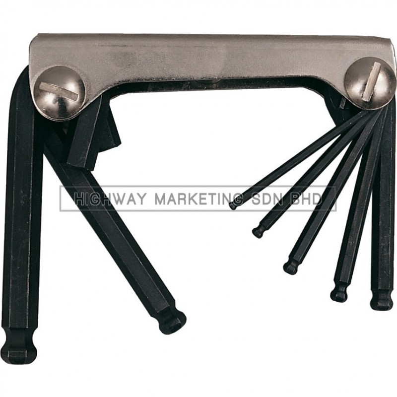 Kennedy KEN6028170K 3/32"-3/8" Hexagon Ball Wrench Clipset of 7pcs - 1