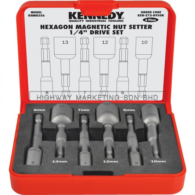 Kennedy KEN5738950K 1/4" Hexagon Magnetic Nutsetter Set of 6pcs Kennedy KEN5738950K 1/4" Hexagon Magnetic Nutsetter Set of 6pcs