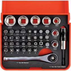 Kennedy KEN5827910K 1/4" Ken-Grip Socket & Screwdriver Bit Set of 39pcs