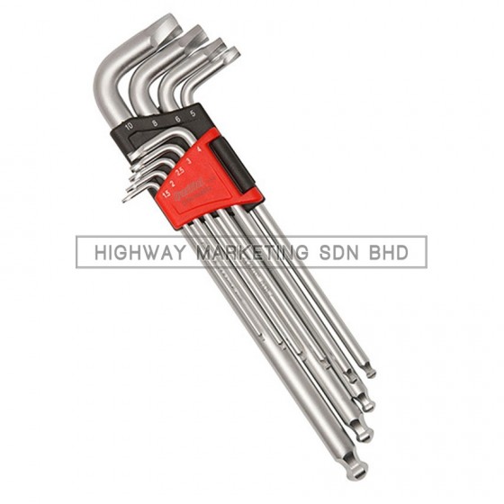 Dynatool DYN-10-8912 Extra Long Ball Point Hex Key Wrench Set of 9pcs